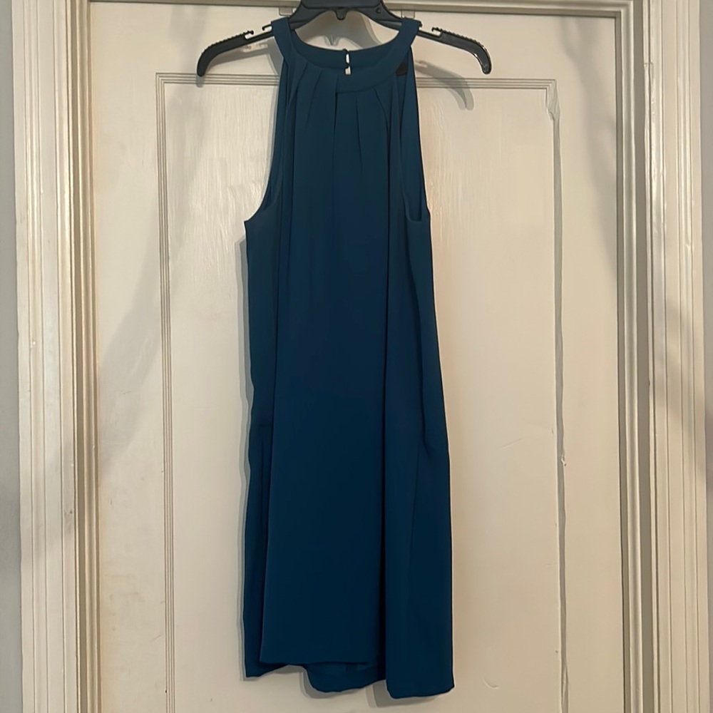 Blue BCBG cocktail dress with keyhole neck, size S